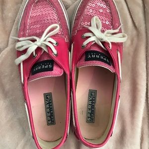 Pink Sperry Topside boat shoes